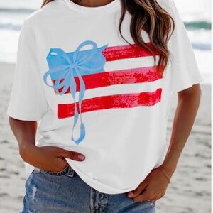 Flag Bow Graphic Tee Shirt